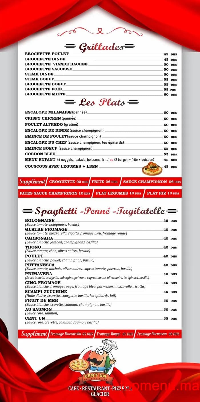 Restaurant Café 101 menu page 3 Café 101 menu page 3