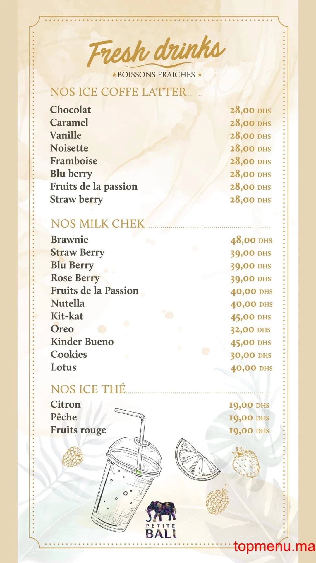 Restaurant La Petite Bali menu page 4 La Petite Bali menu page 4