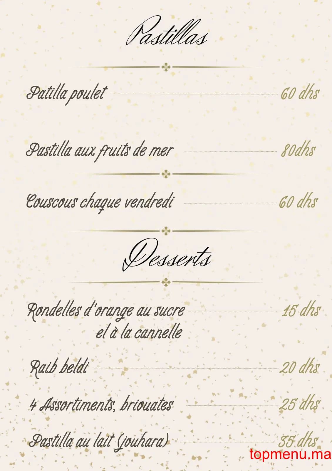 Restaurant Maison des rêves originale menu page 4 Maison des rêves originale menu page 4