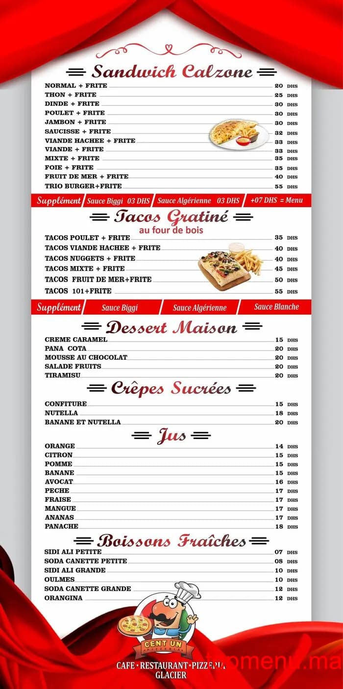 Restaurant Café 101 menu page 4 Café 101 menu page 4