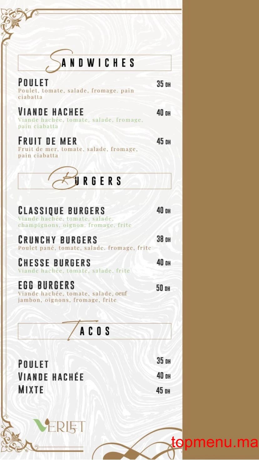 Restaurant Verlet menu page 5 Verlet menu page 5